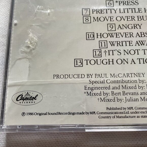 Paul McCartney "Press To Play" CD 1986 Capitol Records - Picture 4 of 8
